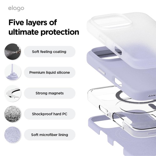Elago для iPhone 16 Pro чехол Soft silicone (Liquid) Purple (MagSafe)