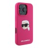 Karl Lagerfeld для iPhone 16 Pro чехол Liquid Silicone NFT Karl Head Hard Fuchsia (MagSafe)