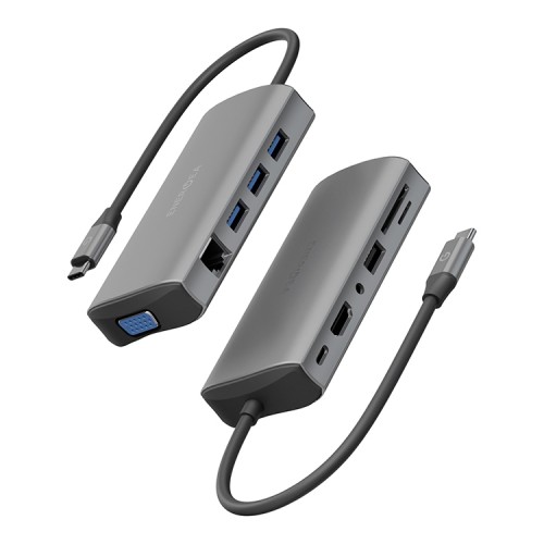 Energea Разветвитель AluHUB Max 14-in-1 Superspeed Aluminium USB-C 100W Gunmetal