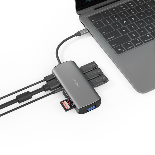 Energea Разветвитель AluHUB Max 14-in-1 Superspeed Aluminium USB-C 100W Gunmetal