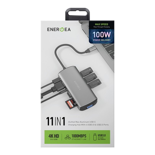 Energea Разветвитель AluHUB Max 14-in-1 Superspeed Aluminium USB-C 100W Gunmetal