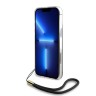 Guess для iPhone 16 Pro Max чехол PC/TPU Peony glitter + Nylon Hand cord Hard Iridescent Black