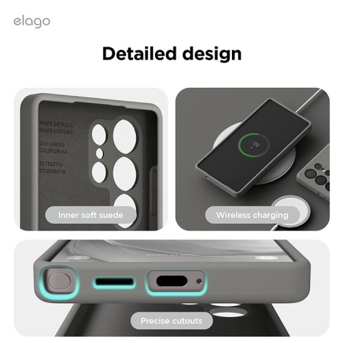 Elago для Galaxy S25 Ultra чехол Soft silicone (Liquid) Medium Grey