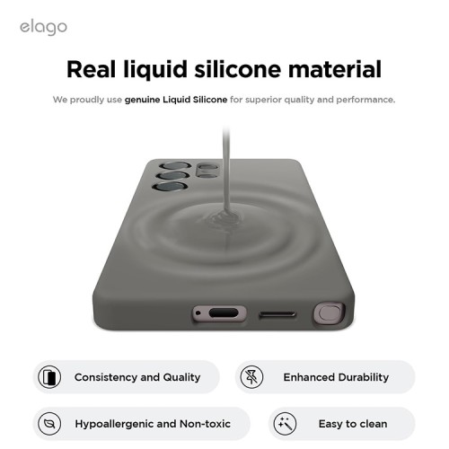 Elago для Galaxy S25 Ultra чехол Soft silicone (Liquid) Medium Grey