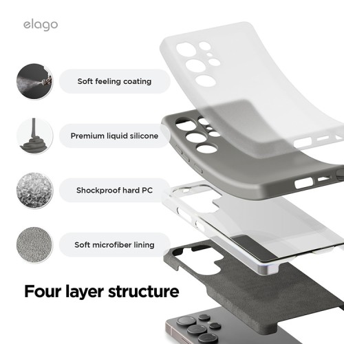 Elago для Galaxy S25 Ultra чехол Soft silicone (Liquid) Medium Grey