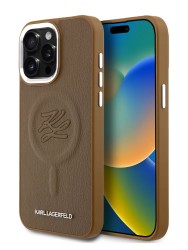 Karl Lagerfeld для iPhone 15 Pro Max чехол PU-кожа Initials & Metal logo Hard Brown (MagSafe)