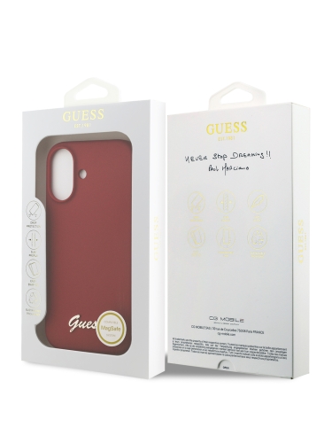Guess для iPhone 17 чехол Liquid silicone Gold metal logo Hard Magenta (MagSafe)