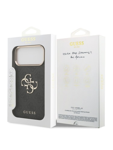 Guess для iPhone 17 Pro Max чехол PU 4G Big metal logo Gold camera Hard Black