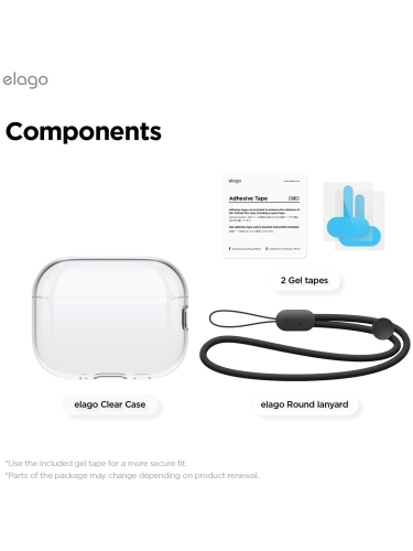 Elago для AirPods Pro 3 чехол Clear Strap case Transparent