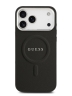 Guess для iPhone 17 Pro чехол PU Grained leather Classic metal logo & Camera Hard Black (MagSafe)