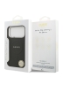 Guess для iPhone 17 Pro чехол PU Grained leather Classic metal logo & Camera Hard Black (MagSafe)