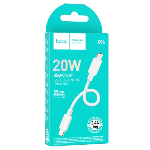 HOCO кабель X96 Hyper PD20W charging data cable USB-C to iPhone (25 см) White