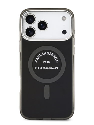 Karl Lagerfeld для iPhone 17 Pro чехол IML RSG logo Metal camera Hard Black (MagSafe)