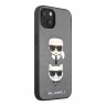 Lagerfeld PU Saffiano Karl and Choupette Hard чехол для iPhone 13 mini, серебристый