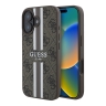 Guess для iPhone 16 чехол PU 4G Stripes Hard Brown (MagSafe)