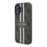 Guess для iPhone 16 чехол PU 4G Stripes Hard Brown (MagSafe)