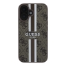 Guess для iPhone 16 чехол PU 4G Stripes Hard Brown (MagSafe)