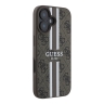 Guess для iPhone 16 чехол PU 4G Stripes Hard Brown (MagSafe)