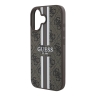 Guess для iPhone 16 чехол PU 4G Stripes Hard Brown (MagSafe)