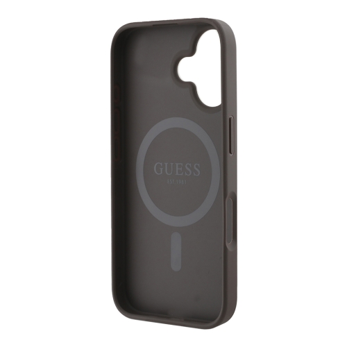 Guess для iPhone 16 чехол PU 4G Stripes Hard Brown (MagSafe)