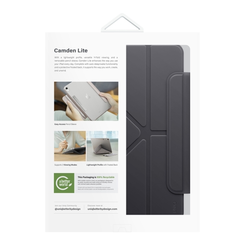 Uniq для iPad Air 13 (2024-2026) чехол Camden Lite (Detachable Pencil sleeve) Charcoal Grey