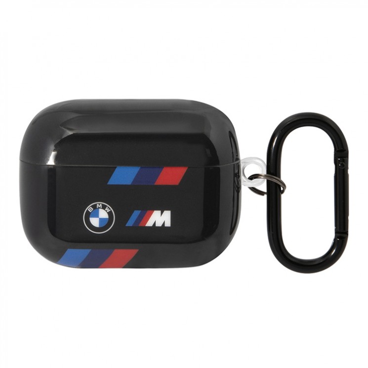 Чехол BMW M-Collection TPU Tricolor stripes для AirPods Pro, черный