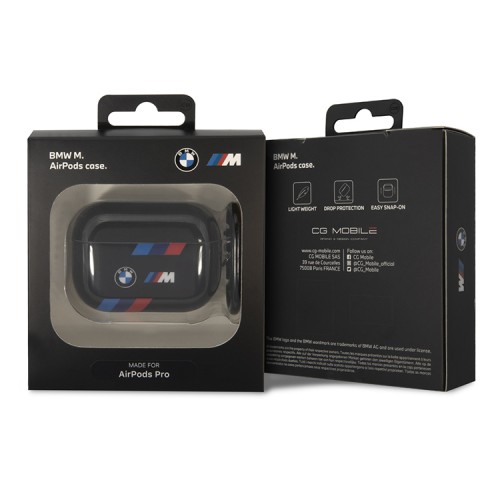 Чехол BMW M-Collection TPU Tricolor stripes для AirPods Pro, черный
