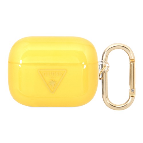 Чехол Guess Translucent Palm Tree с карабином для Airpods Pro, желтый