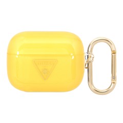 Чехол Guess Translucent Palm Tree с карабином для Airpods Pro, желтый