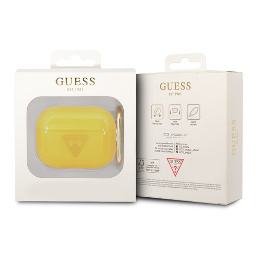 Чехол Guess Translucent Palm Tree с карабином для Airpods Pro, желтый