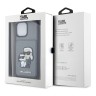 Чехол Lagerfeld Crossbody cardslot PU Saffiano NFT Karl&Choupette Hard для iPhone 13 Pro Max, серебристый