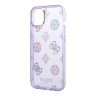Чехол Guess Peony glitter Electroplated camera Hard для iPhone 14, фиолетовый