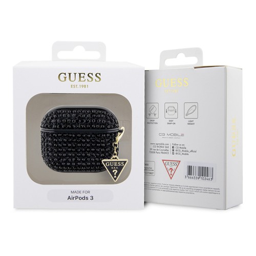 Чехол Guess Diamond Rhinestone with Triangle charm для Airpods 3 (2021),черный