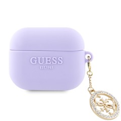 Guess для Airpods 3 чехол Liquid silicone 3D Logo with 4G Diamond charm Purple