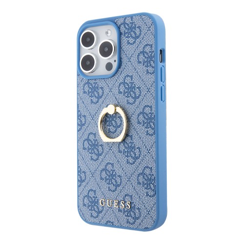 Guess для iPhone 15 Pro Max чехол PU 4G + Ring Hard Blue
