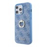 Guess для iPhone 15 Pro Max чехол PU 4G + Ring Hard Blue