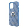 Guess для iPhone 15 Pro Max чехол PU 4G + Ring Hard Blue