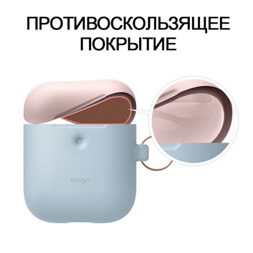 Чехол Elago Hang DUO для AirPods 2 (wireless), голубой с крышками Pink и White