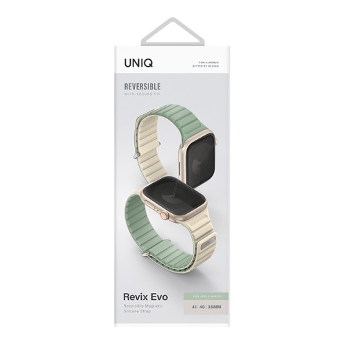 Uniq для Apple Watch 42-41-40 mm ремешок Revix EVO reversible Magnetic Soft Mint/Beige