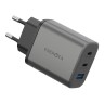 EnergEA СЗУ Ampcharge GaN65, 2USB-C + USB-A PD/PPS/QC3.0 total 65W Gunmetal