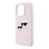Karl Lagerfeld для iPhone 15 Pro Max чехол Liquid Silicone NFT Karl & Choupette Head Hard Pink (MagSafe)