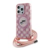 Karl Lagerfeld для iPhone 15 Pro чехол Crossbody PC/TPU NFT Karl & Choup Head Hard Pink (MagSafe) + Cord