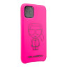Чехол Karl Lagerfeld Liquid silicone Ikonik outlines Hard для iPhone 11 Pro Max, розовый/черный