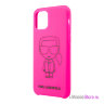 Чехол Karl Lagerfeld Liquid silicone Ikonik outlines Hard для iPhone 11 Pro Max, розовый/черный