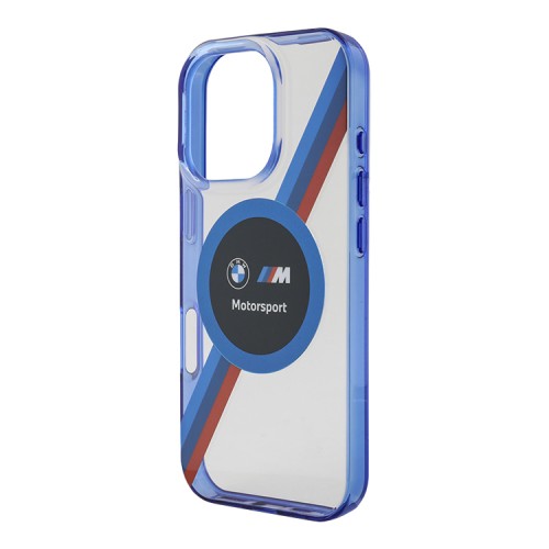 BMW для iPhone 16 Pro Max чехол Motorsport PC/TPU Circle&Tricolor, прозрачный (MagSafe)