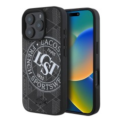 Lacoste для iPhone 16 Pro чехол PC/TPU&PVC Sportswear Black (MagSafe)