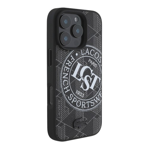 Lacoste для iPhone 16 Pro чехол PC/TPU&PVC Sportswear Black (MagSafe)