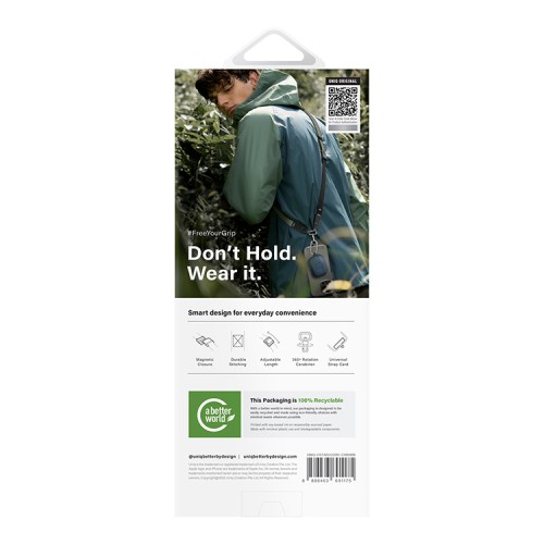 Uniq ремешок на шею/руку Vista Duo 2-in-1 Lanyard and Handstrap Charcoal/Amber