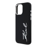 Karl Lagerfeld для iPhone 16 Pro чехол Liquid silicone Signature Metal logo & Camera frame Hard Black
