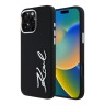 Karl Lagerfeld для iPhone 16 Pro чехол Liquid silicone Signature Metal logo & Camera frame Hard Black